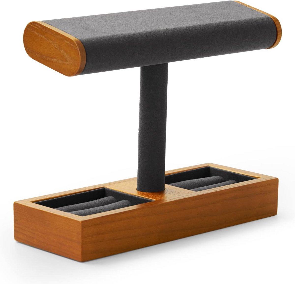 Houten Horlogestandaard met Ringorganizer - Armband- en Sieradenhouder