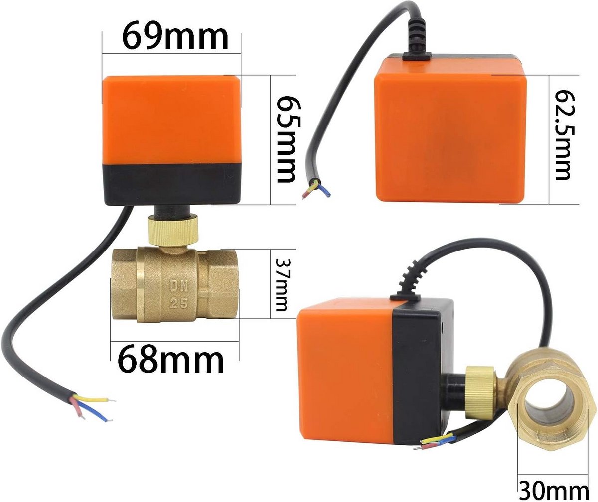 Elektrische Kogelkraan met Actuator 2 Weg voor Water en Lucht