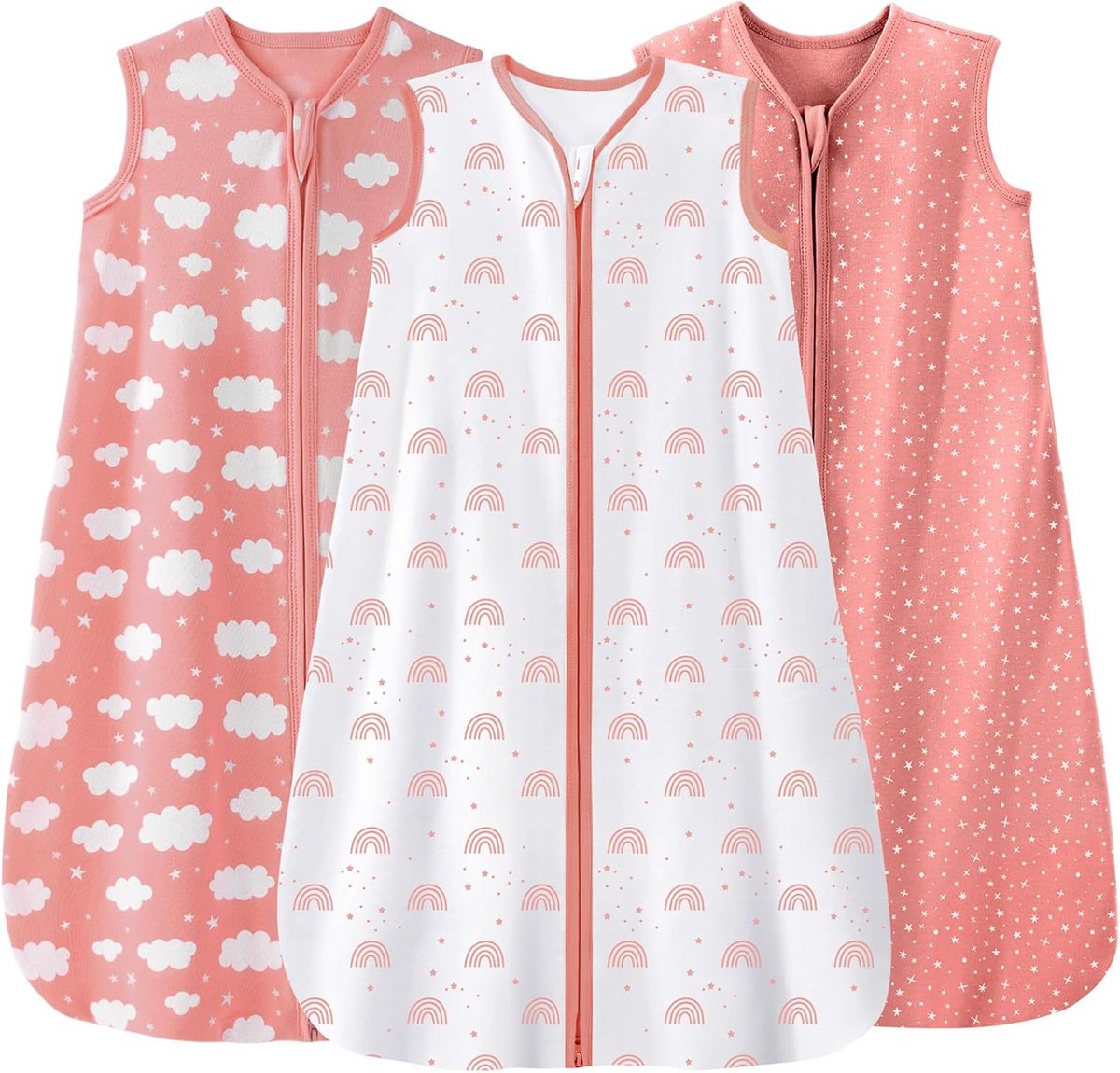 Set van 3 Katoenen Baby Slaapzakken 0,5 TOG voor 6-12 Maanden, Lichte Draagbare Deken