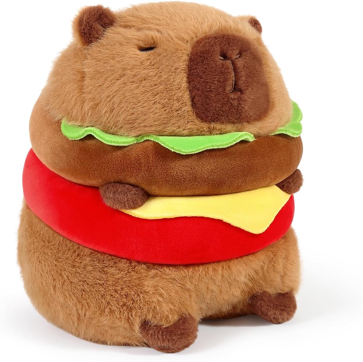 Klikkopers® - Capybara Knuffel Hamburger Pluche - Mini Zachte Kawaii Knuffel Bureau - Grappige Kleine Knuffel Cadeau 20cm