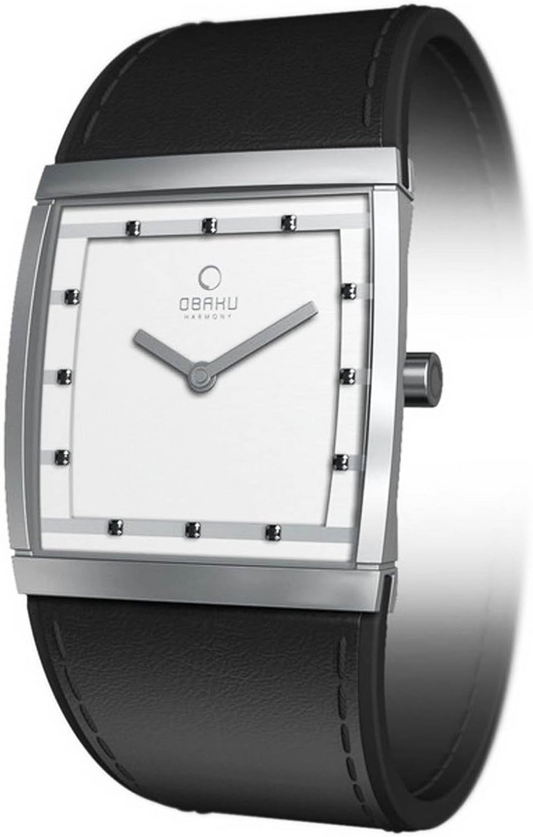 Plat Dameshorloge met Leren Band, Strak Design