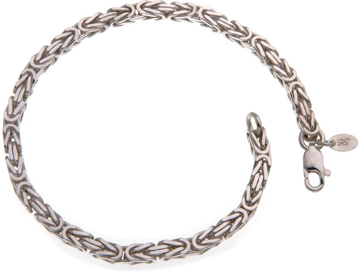 Massieve Koningsschakel Armband Heren - 925 Zilver, 3,5 mm Breed - Hoogglans Afwerking