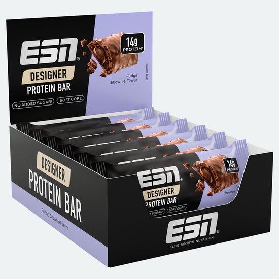ESN Designer Bar Proteine Repen - Fudge Brownie, 12 x 45 g - Ideaal Tussendoortje met 14 g Proteïne van Merkloos — afbeelding 2