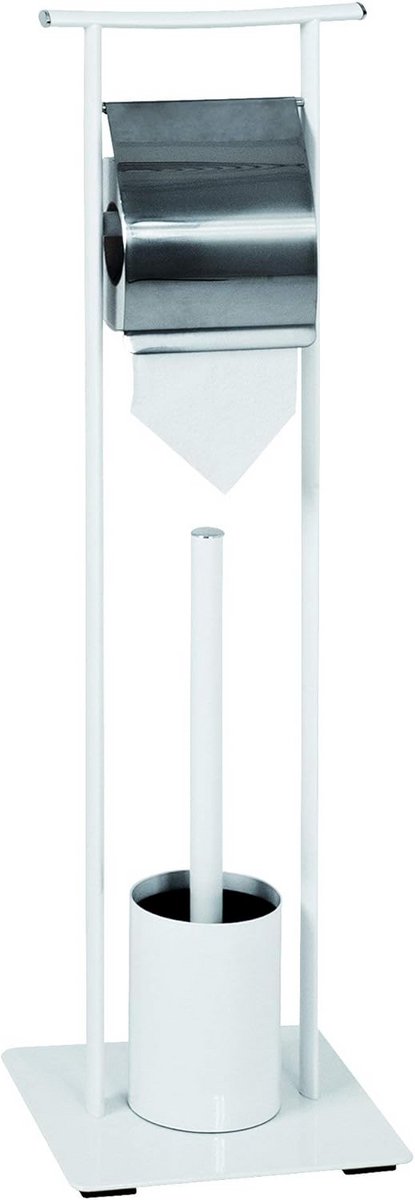 Toiletset Staand Modern Chroom en Wit - Ø20x69 cm
