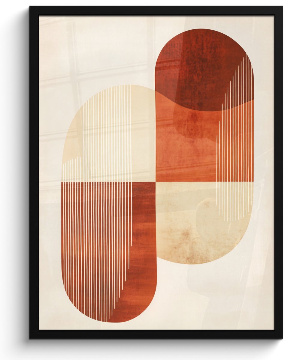 FrameYourWall Poster in lijst - Fotolijst 50x70 cm - Posters - Bogen - Beige - Vormen - Posterlijst zwart - Decoratie - Wanddecoratie woonkamer - Muurdecoratie slaapkamer Vormen – Modern