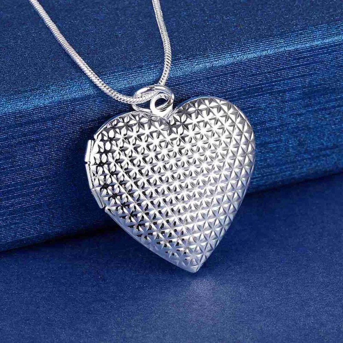 Ketting met hanger hart photo frame 925 zilver. (LN064)