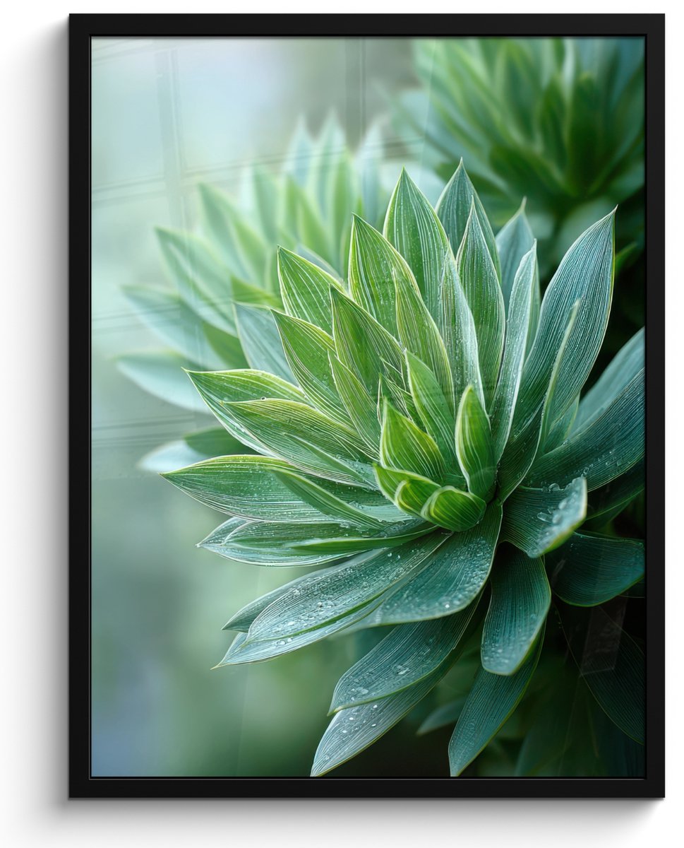 FrameYourWall Poster in lijst - Fotolijst 50x70 cm - Posters - Blad - Plant - Groen - Textuur - Posterlijst zwart - Decoratie - Wanddecoratie woonkamer - Muurdecoratie slaapkamer