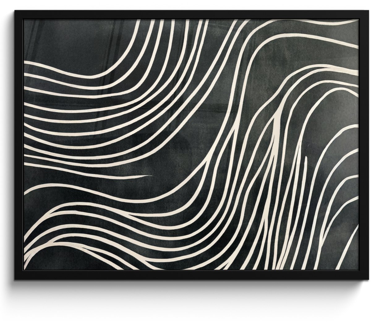 FrameYourWall Poster in lijst - Fotolijst 70x50 cm - Posters - Lijnen - Patroon - Abstract - Wit - Posterlijst zwart - Decoratie - Wanddecoratie woonkamer - Muurdecoratie slaapkamer Lijnen - Abstract