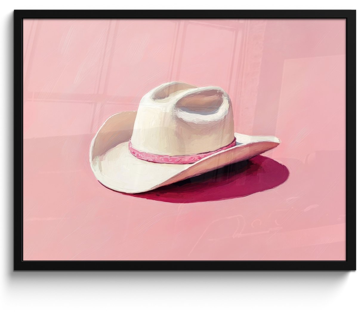 FrameYourWall Poster in lijst - Fotolijst 70x50 cm - Posters - Zomers - Hoed - Roze - Posterlijst zwart - Decoratie - Wanddecoratie woonkamer - Muurdecoratie slaapkamer