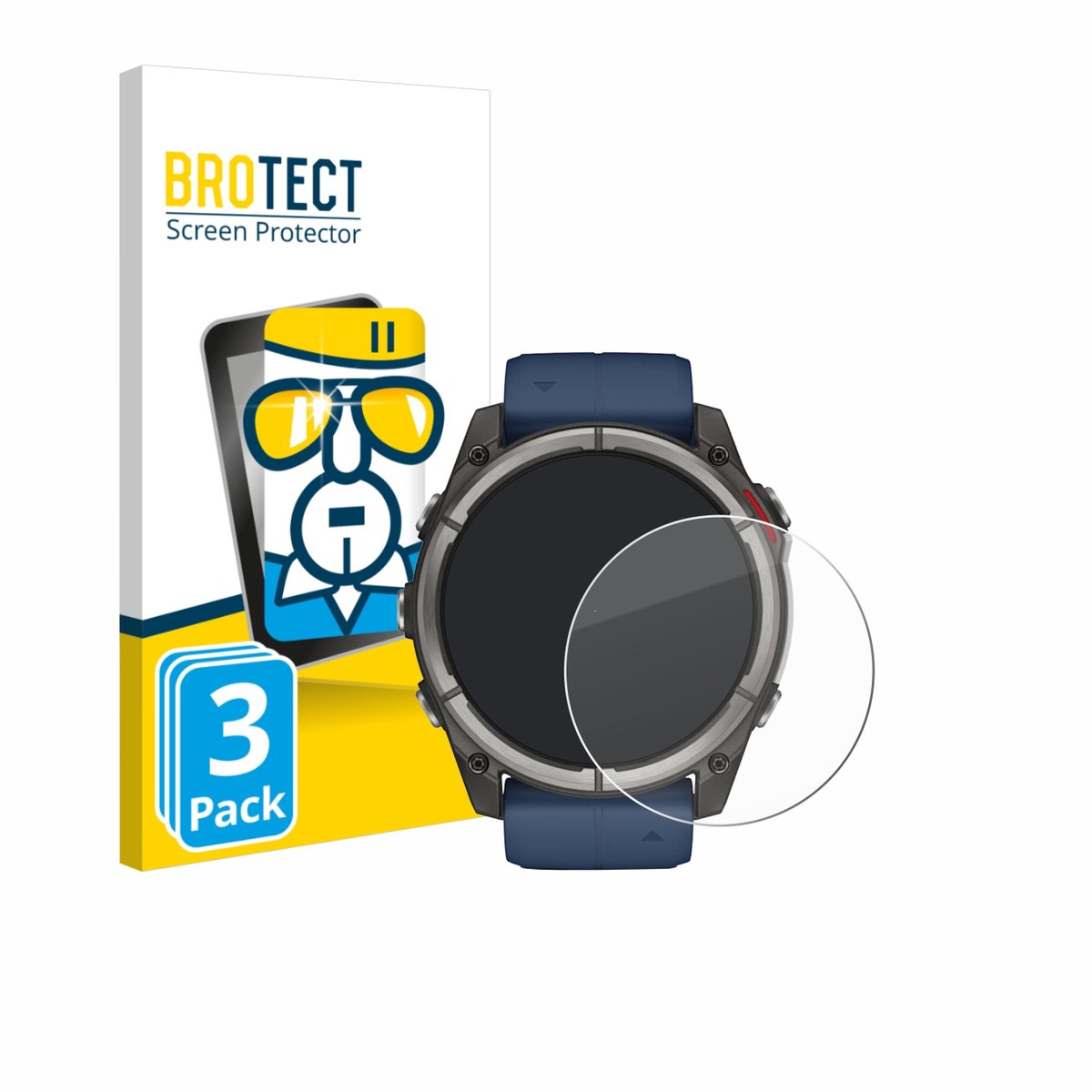 BROTECT - Glas Screenprotector voor Garmin quatix 8 (51 mm) - Gehard Beschermglas 9H 3 Stuks