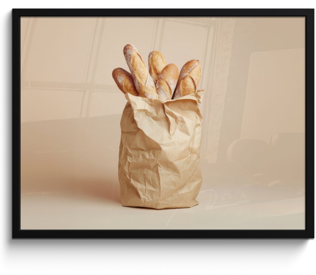 FrameYourWall Fotolijst inclusief poster - Posterlijst 70x50 cm - Posters - Baguette - Brood - Stokbrood - Beige - Foto in lijst - Keuken decoratie muur - Wanddecoratie accessoires - Muurdecoratie - Schilderijen