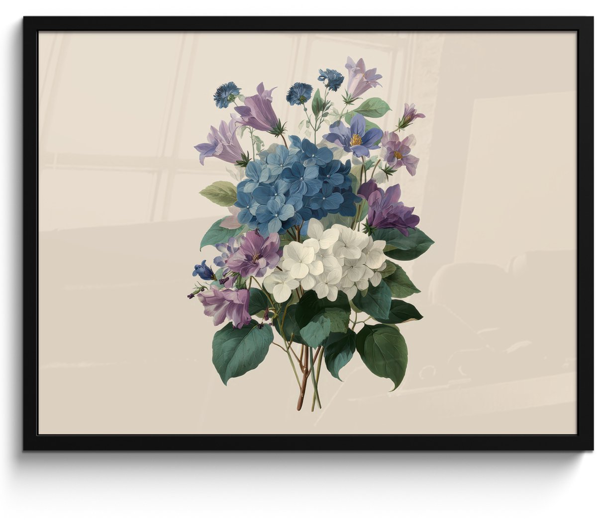 FrameYourWall Poster in lijst - Fotolijst 70x50 cm - Posters - Bloemen - Gedetailleerd - Rust - Realistisch - Posterlijst zwart - Decoratie - Wanddecoratie woonkamer - Muurdecoratie slaapkamer