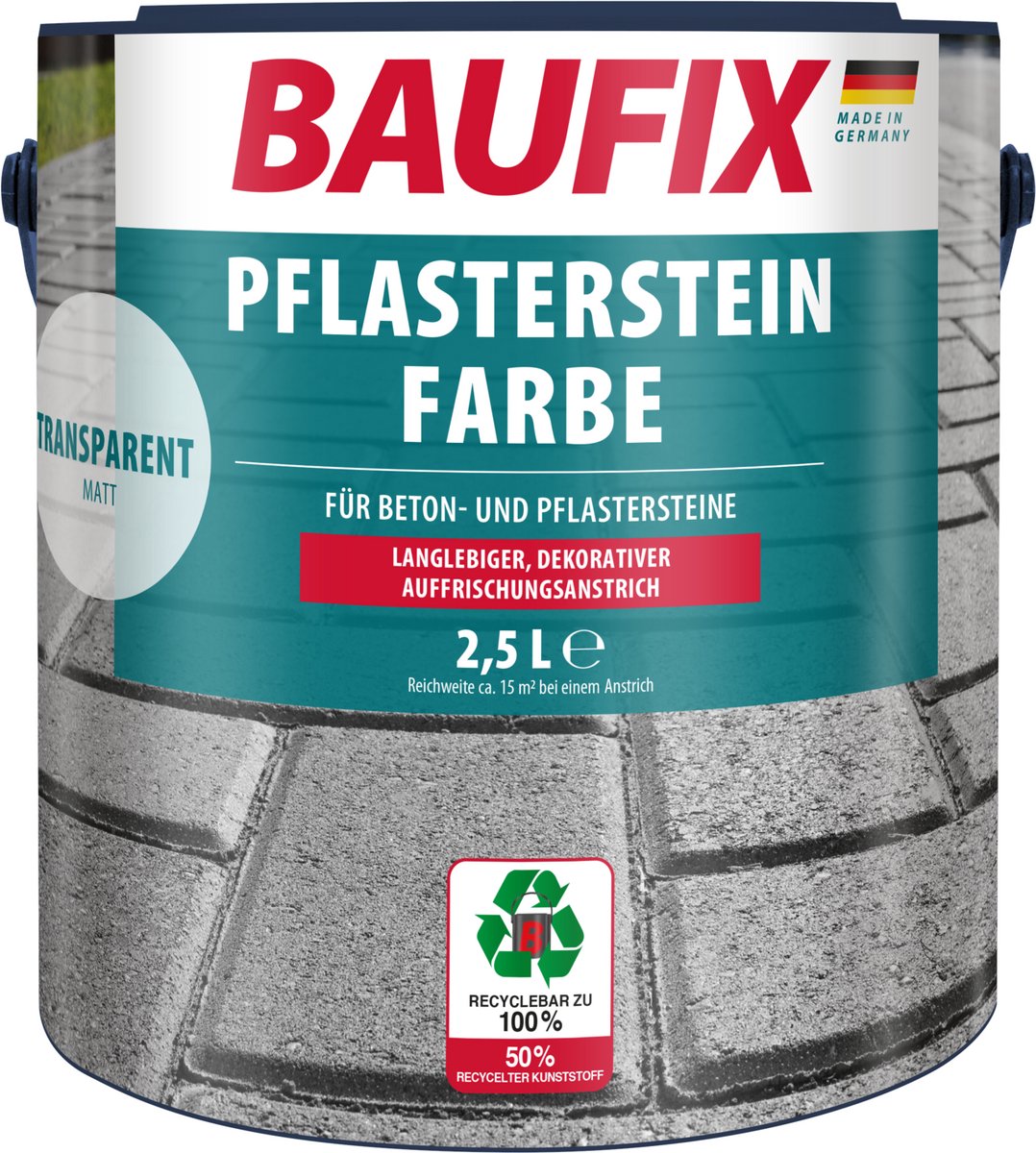 BAUFIX Bestrating Verf – Transparant – Mat 2,5L – Betonverf Buiten voor Tuintegels, Terras en Oprit – Slijtvaste Steenverf – foto 3