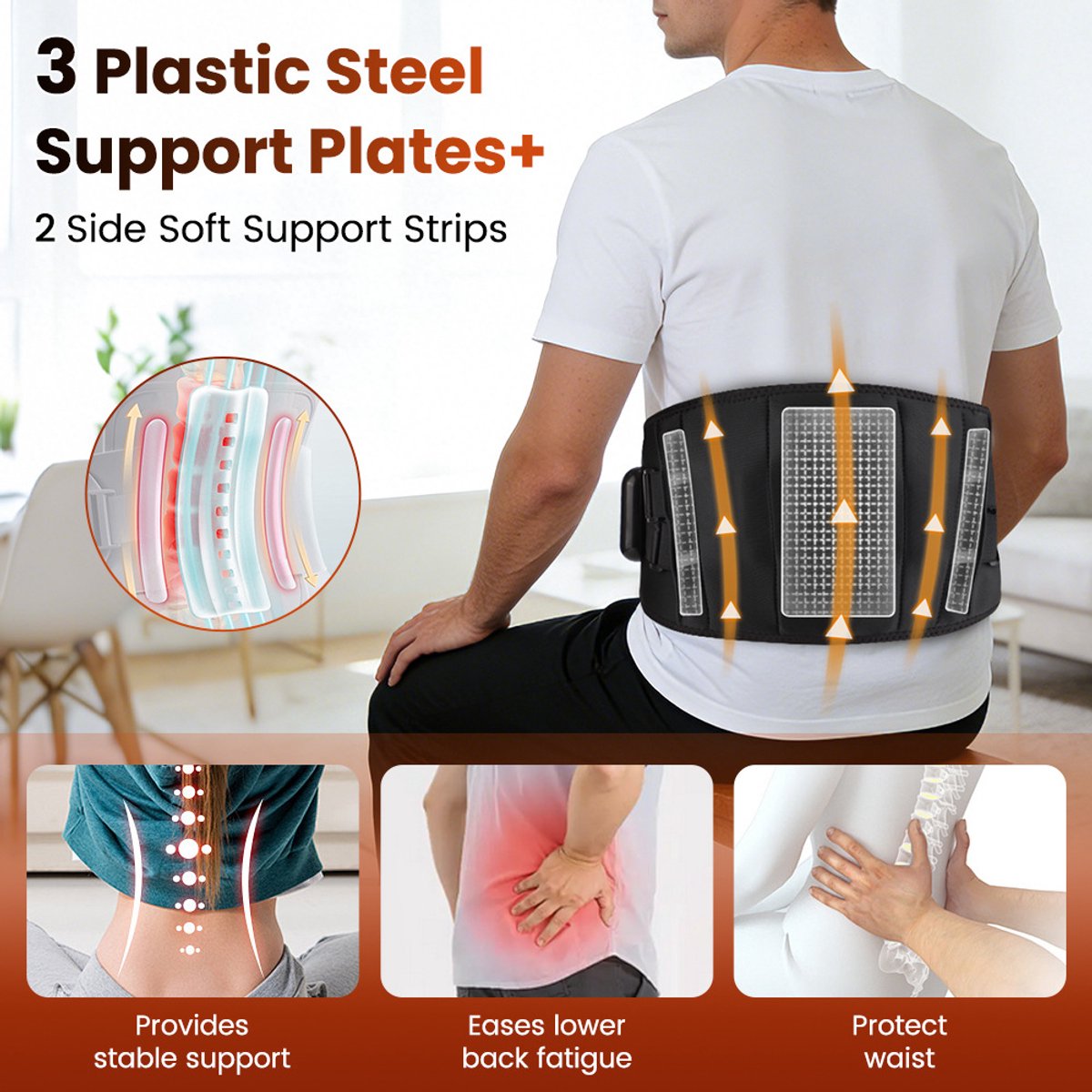 WK Draadloze Verwarmde Massage Tailleband – 2 Motoren – 3 Warmtestanden (48–58℃) – Infrarood Snelle Verwarming – 15 Min Timer – Buik- & Lendenondersteuning – Oplaadbaar via Type-C — cadeau in Verzorging - foto 7
