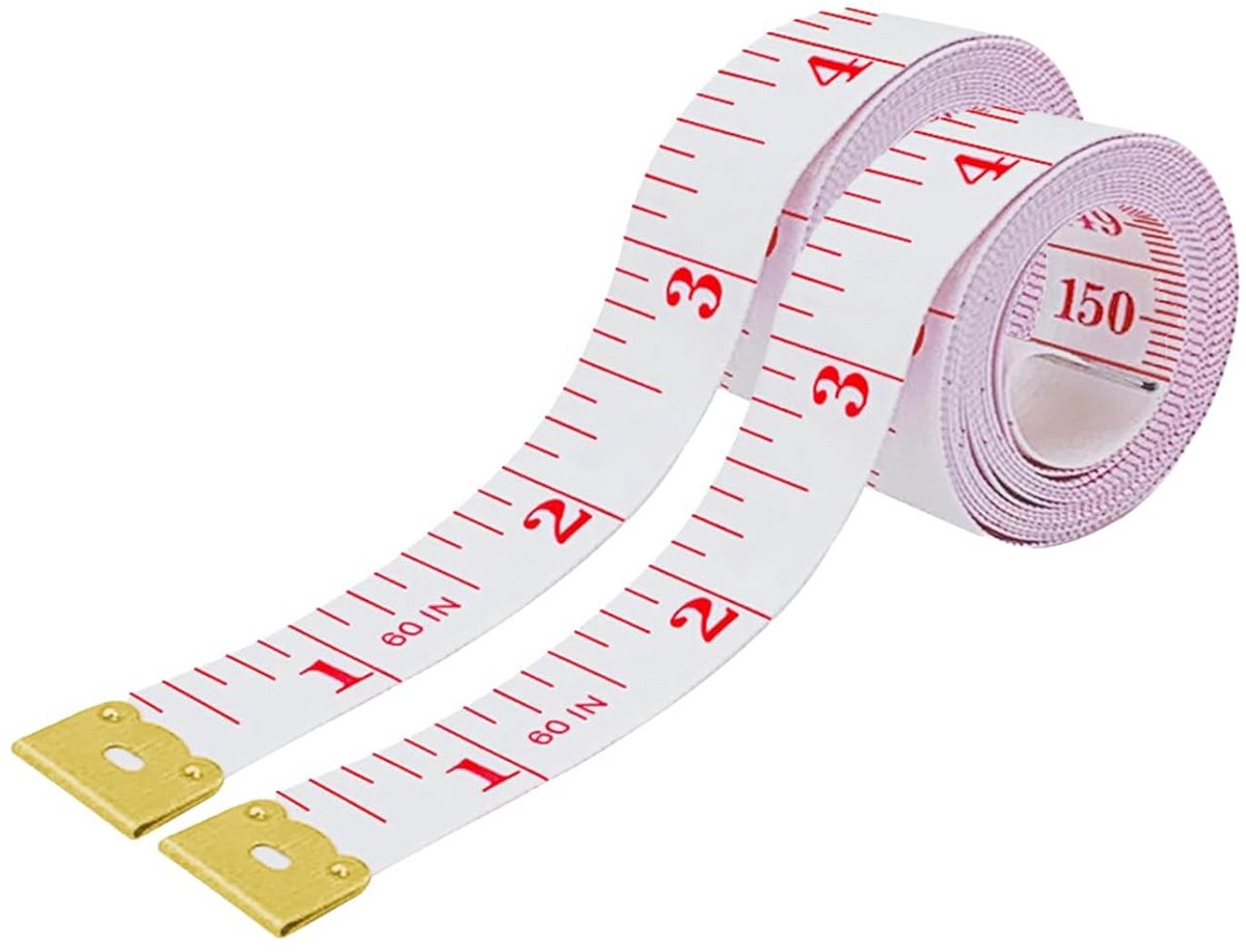 Dubbelzijdig Meetlint 150 cm Flexibel Kleermakerslint voor Taille en Lichaamsmeting - 2 Stuks