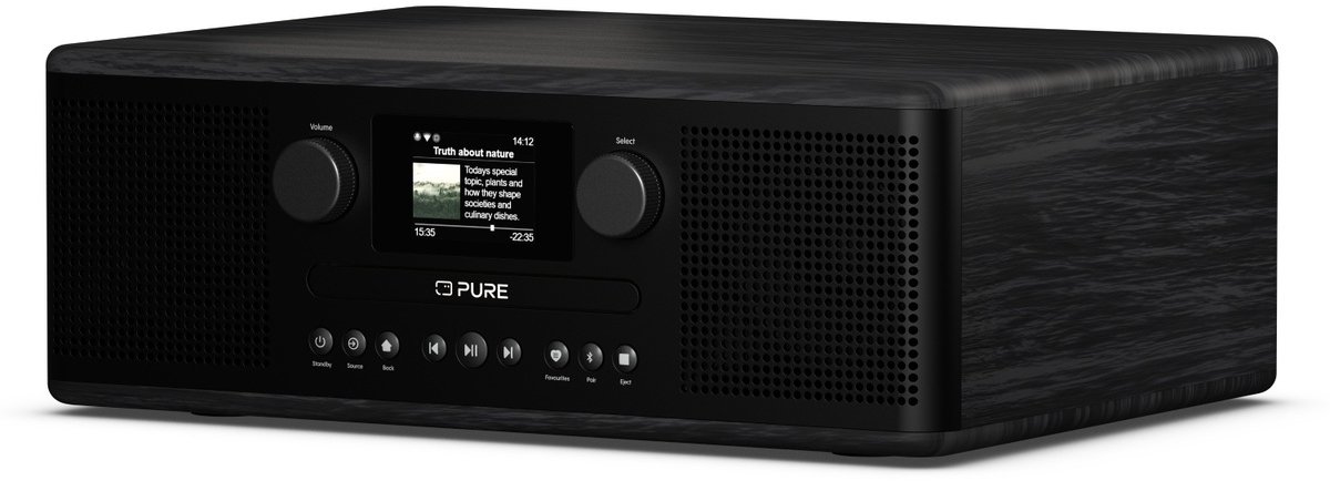 Pure Classic C-D6i - De charmante alles-in-één internetradio, Zwart/Essen
