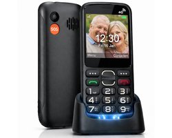 Qomfort Jimmy Senioren Telefoon - Mobiele GSM voor ouderen - SOS noodknop - Simlockvrij - 4G - Oplaadstation - Grote Toetsen - Nederlandstalige Telefoon