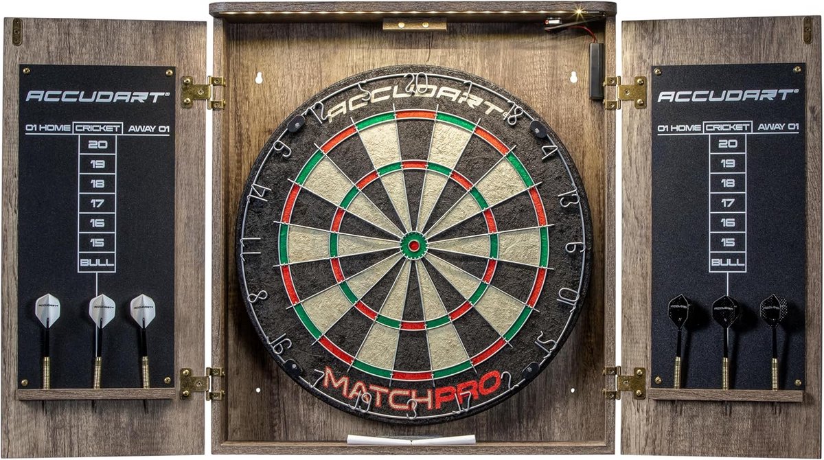 Dartbordkast Set met LED Verlichting en Scoreborden - Complete Dart Set