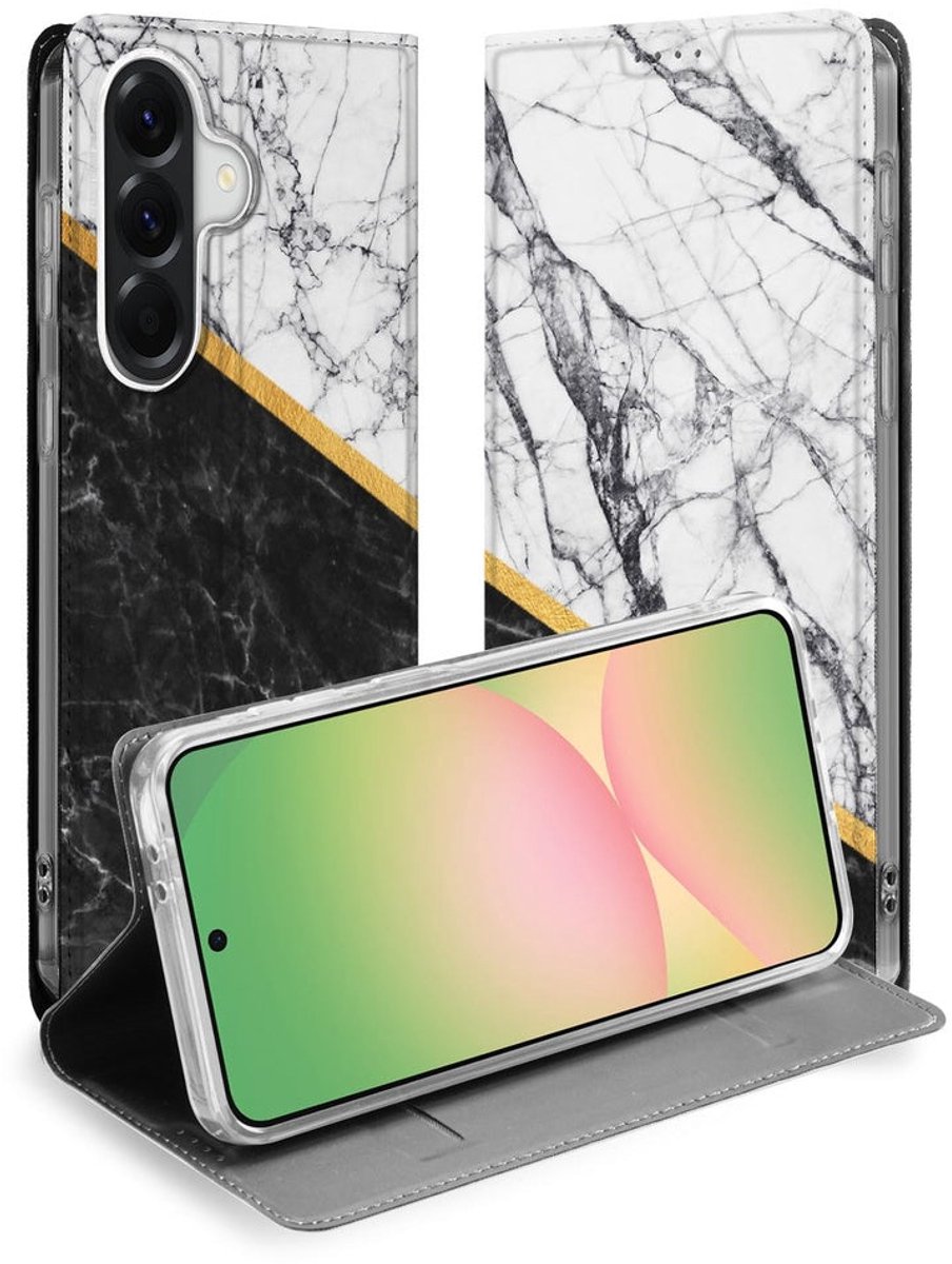 Book Cover Samsung Galaxy A57 Marble White Black