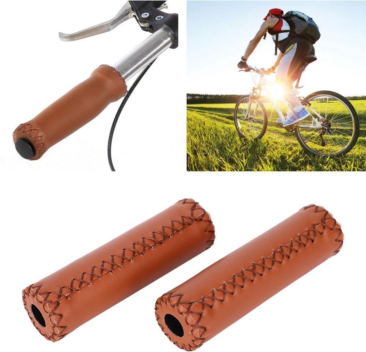 Ergonomische Fietshandvatten van Leer voor Mountainbike en Scooter