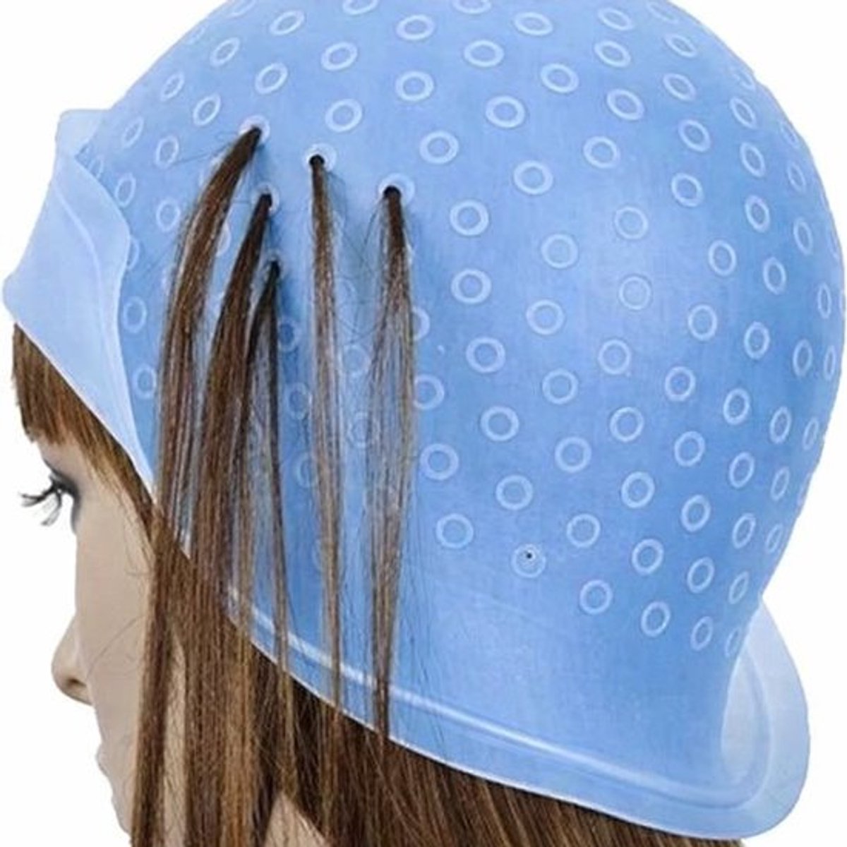 nifkos - Herbruikbare Highlighting Cap met Metalen Naald – Blondeermuts voor Haar Kleuring en Markering - tipping cap met metalen naald - coupe soleil muts haarverf - highlight cap -highlights haarkleuring blue
