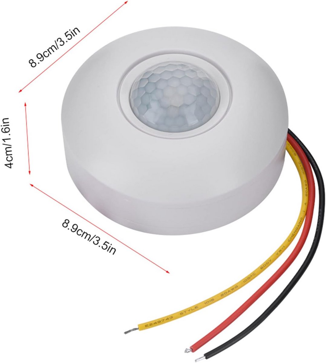 360 Graden PIR Bewegingssensor Schakelaar met Lichtsensor en Tijdvertraging voor Plafondverlichting
