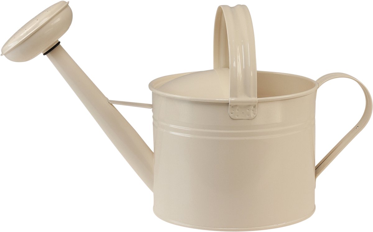 Vintage metalen gieter, crèmewit, decoratief en functioneel, plantenba