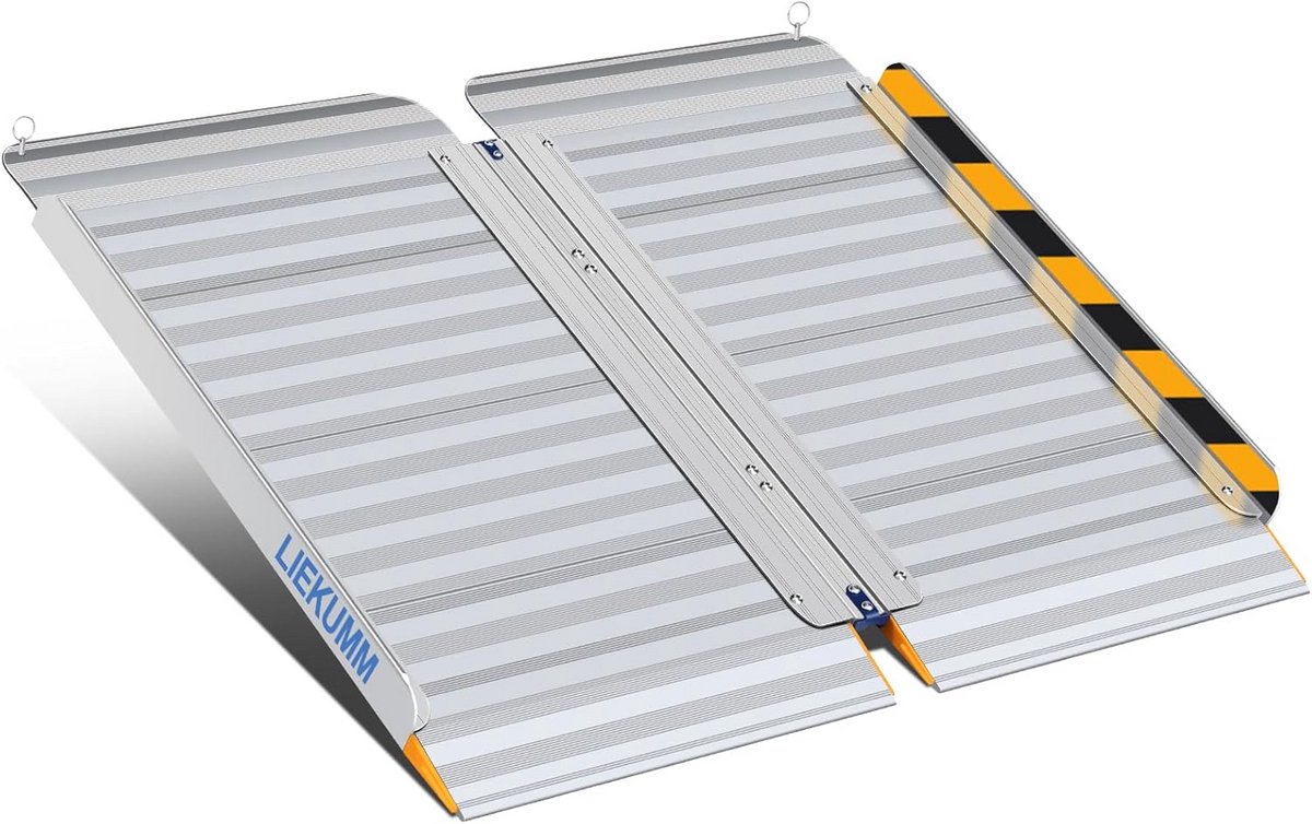Inklapbare Rolstoelhelling Aluminium 450 kg Draagvermogen - Anti-slip Oprijplaat voor Trappen en Drempels