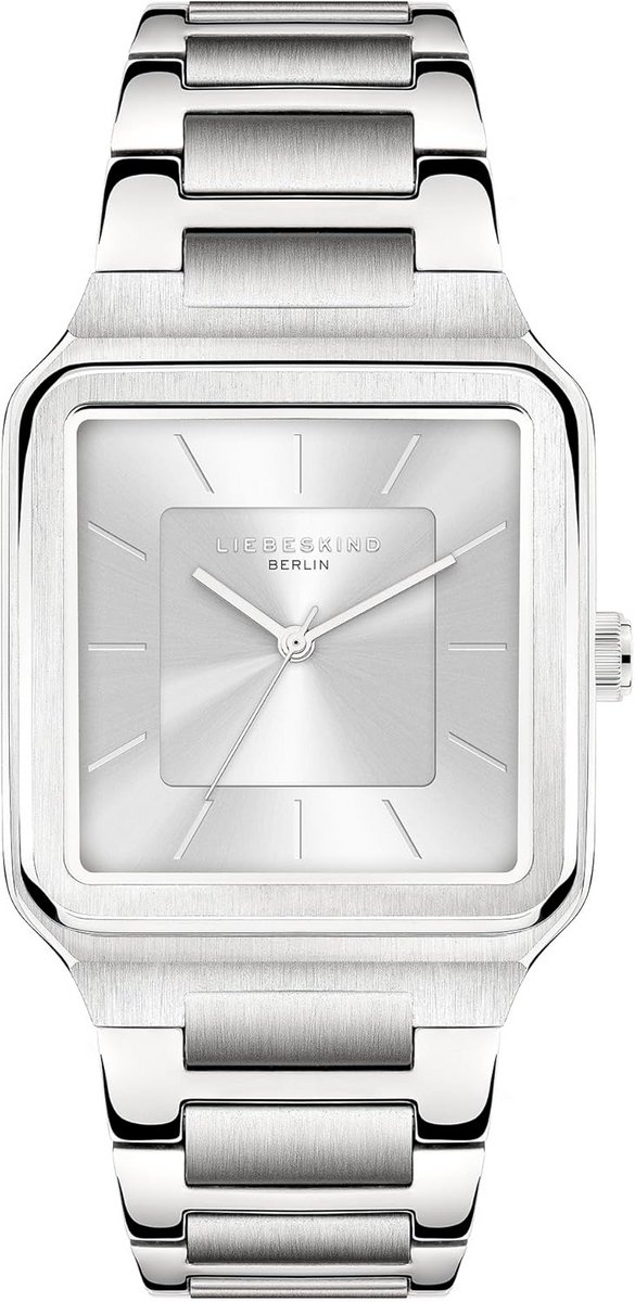 Zilverkleurig Dameshorloge Vierkant Met Leren Band Kwartsuurwerk