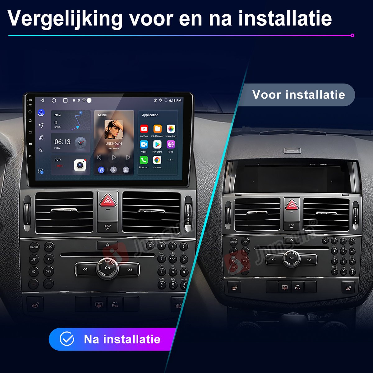 Junsun Autoradio - Geschikt Voor Mercedes Benz C-Klasse W204 S204 2006-2011 Accessoires - Android 15 - Draadloze CarPlay & Andriod Auto, Bluetooth, GPS-navigatie , Stuurwielbediening, DAB+, WiFi, 9-inch Touchscreen, DSP, Quad-core processor
