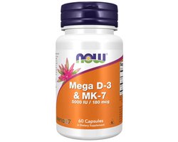 NOW - Mega D-3 & MK-7 - Vitamine D3 en K2 Supplement - 5000 IU / 180 mcg - 60 VCaps