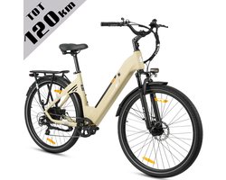 TTGO Elektrische Fiets C3 SE - 28 Inch E-Bike Stadsfiets - 18Ah Accu tot 120 km Bereik - Shimano 7 Speed- Aluminium Frame - Geel