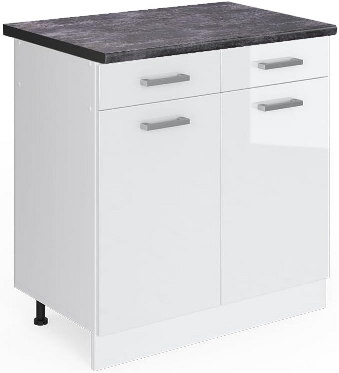 Keukenonderkast 80 cm Breed Wit Hoogglans met Antraciet Werkblad