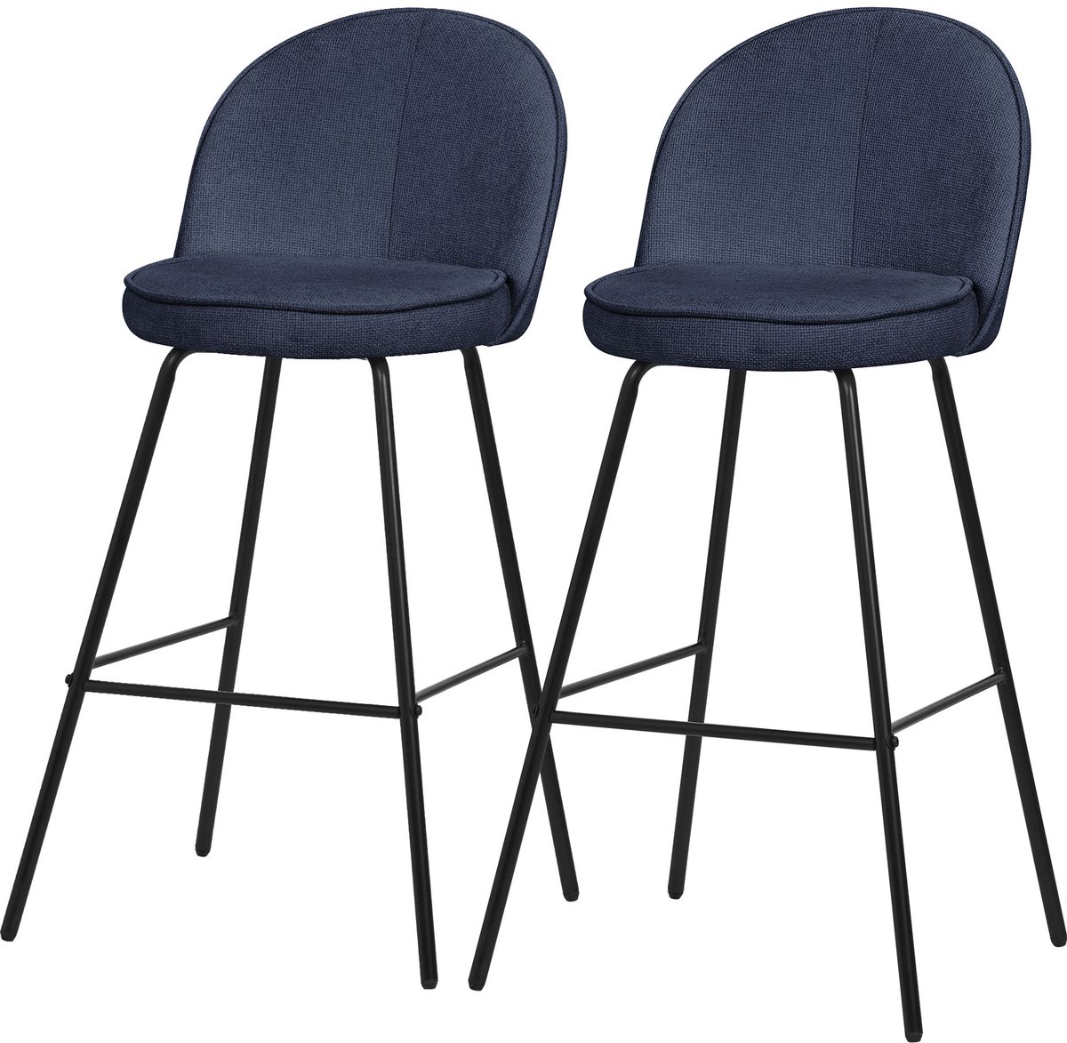 Barkruk set van 2 donkerblauw 52x102x50 cm met rugleuning en voetensteun tot 120 kg ML-Design
