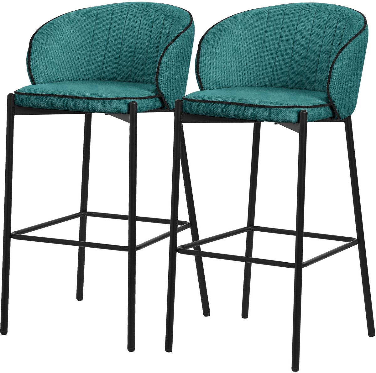 ml-design barkrukken set van 2 benzine stoffen bekleding 76 cm comfortabele gestoffeerde barkrukken met metalen frame ergonomische keukenstoelen met rugleuning en voetsteun hoge bistrokrukken stabiele scandinavische hoge stoelen voor keuken en bar Petrol
