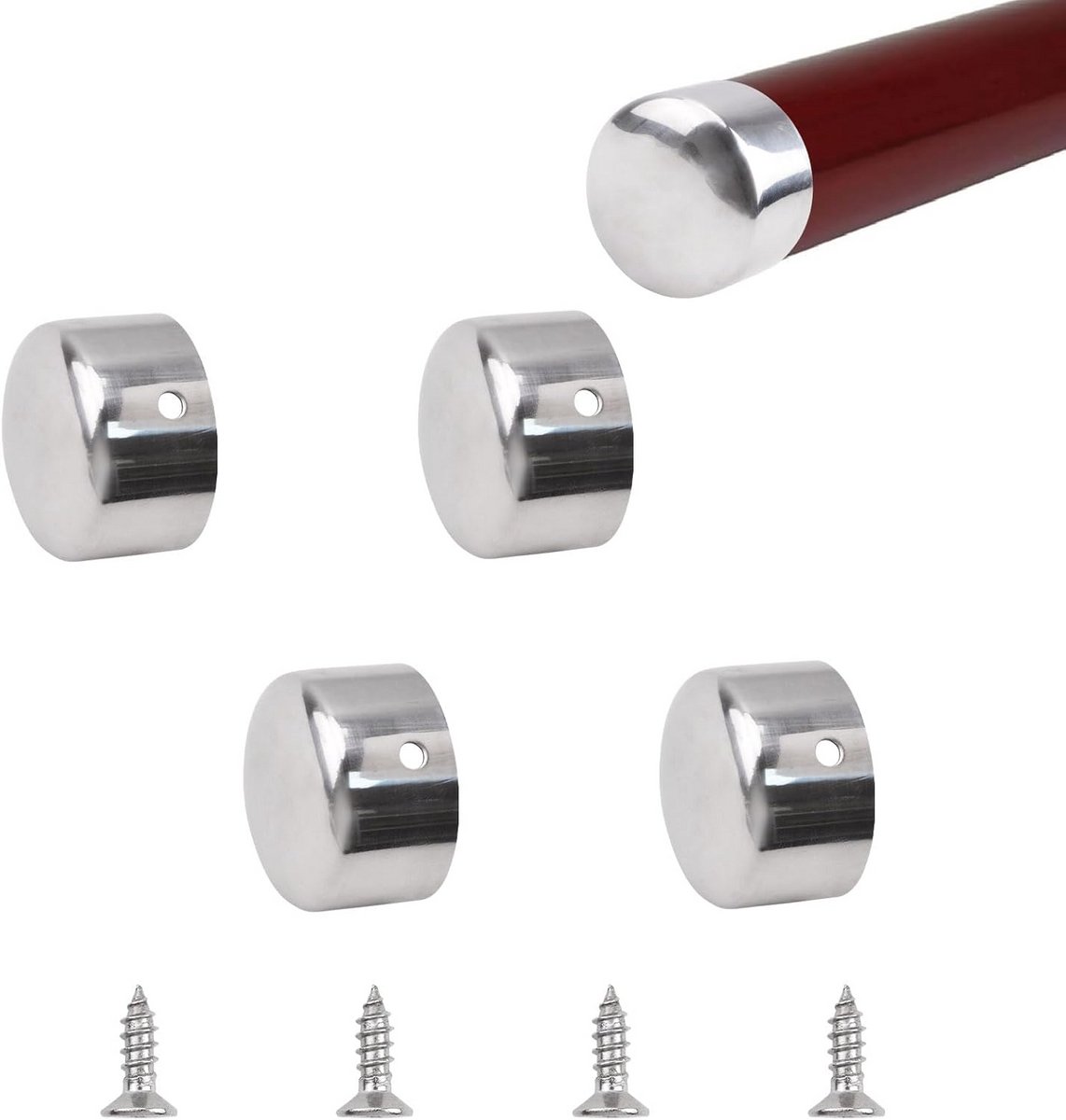 4 Stuks Ronde Stalen Eindkappen voor Trapleuning Binnendiameter 38 mm