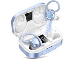SoNis Draadloze Sport Oordopjes - 120 uur Speeltijd - Ruisonderdrukking - Waterbestendigheid - 5.3 Bluetooth Oordopjes - Sport Oortjes - Oortjes Draadloos – Blauw
