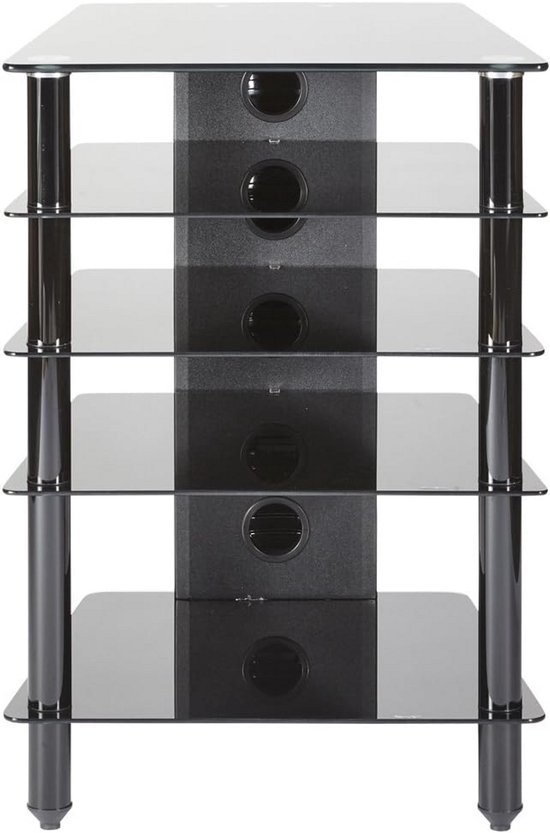 Premium Hifi Rack met 5 Glazen Planken voor Audio Apparatuur | bol
