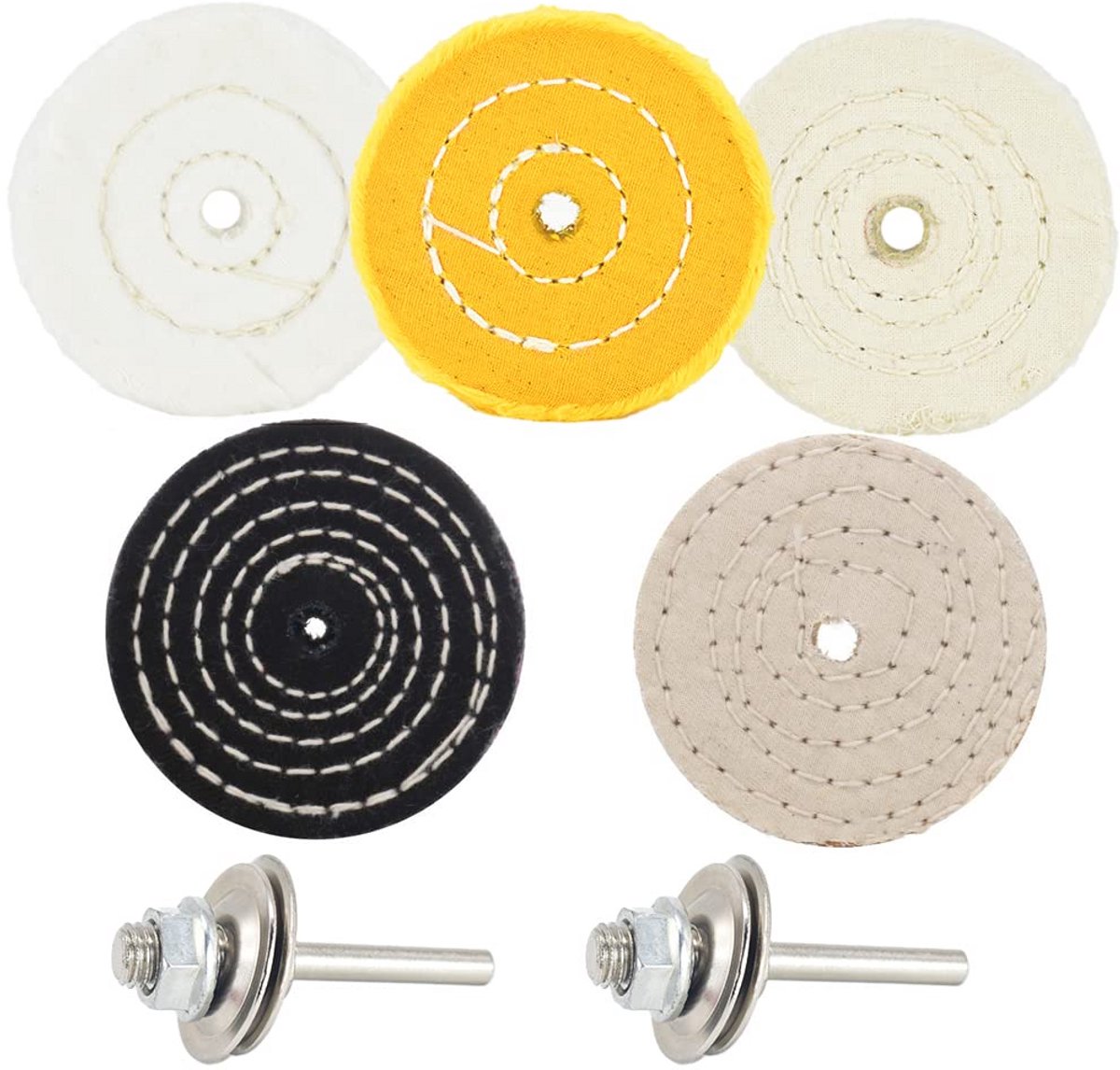 Set van 5 Polijstschijven 7,6 cm voor Boormachine en Polijstmachine