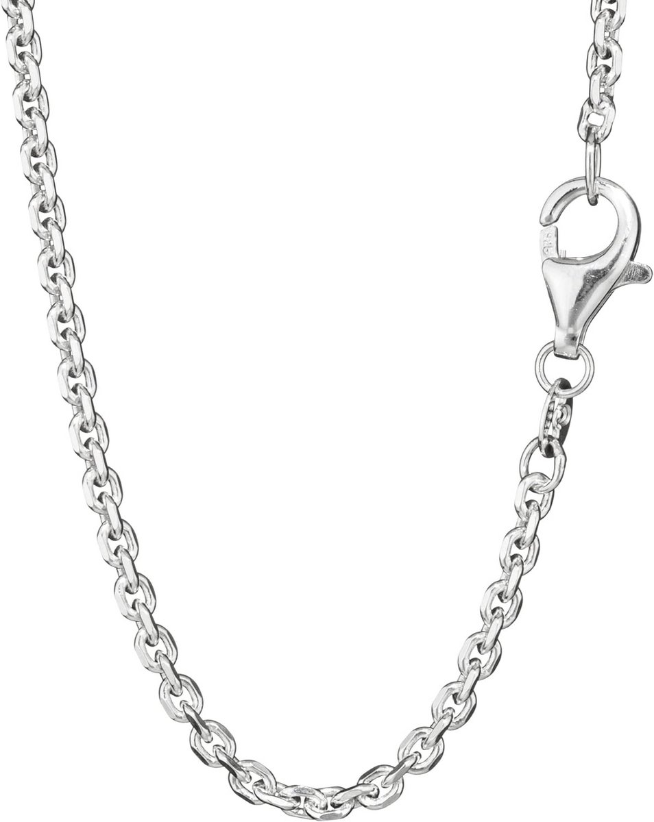 Ankerketting 80 cm Goud Verguld Zilver 925 Damesketting met Diamantdecoratie 2 mm Breed