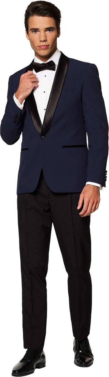 OppoSuits Midnight Blue - Heren Tuxedo Smoking met Vlinderdas - Chique - Blauw - Maat EU 46