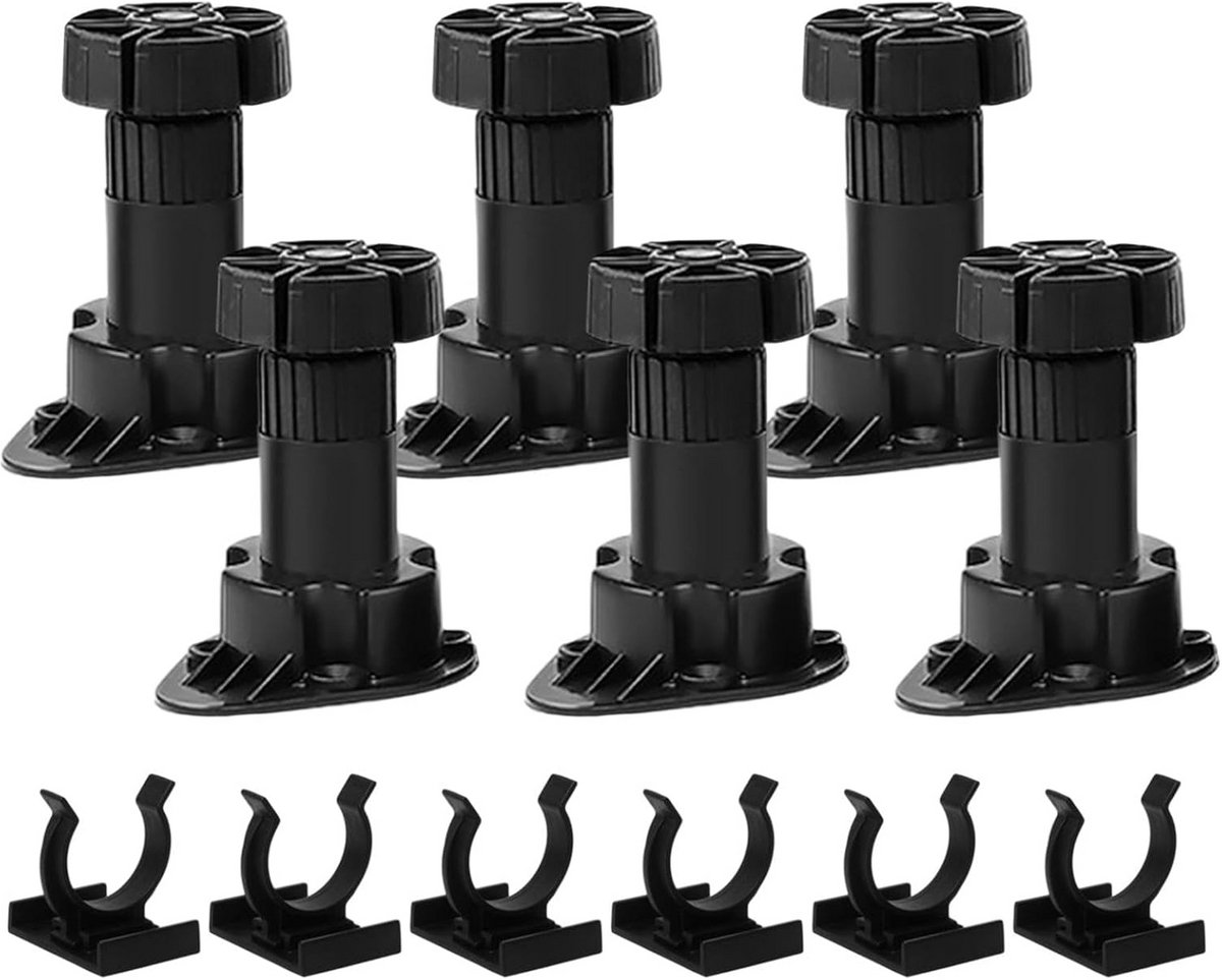 Set van 6 Verstelbare Meubelpoten voor Keuken en Badkamerkast - In Hoogte Verstelbaar