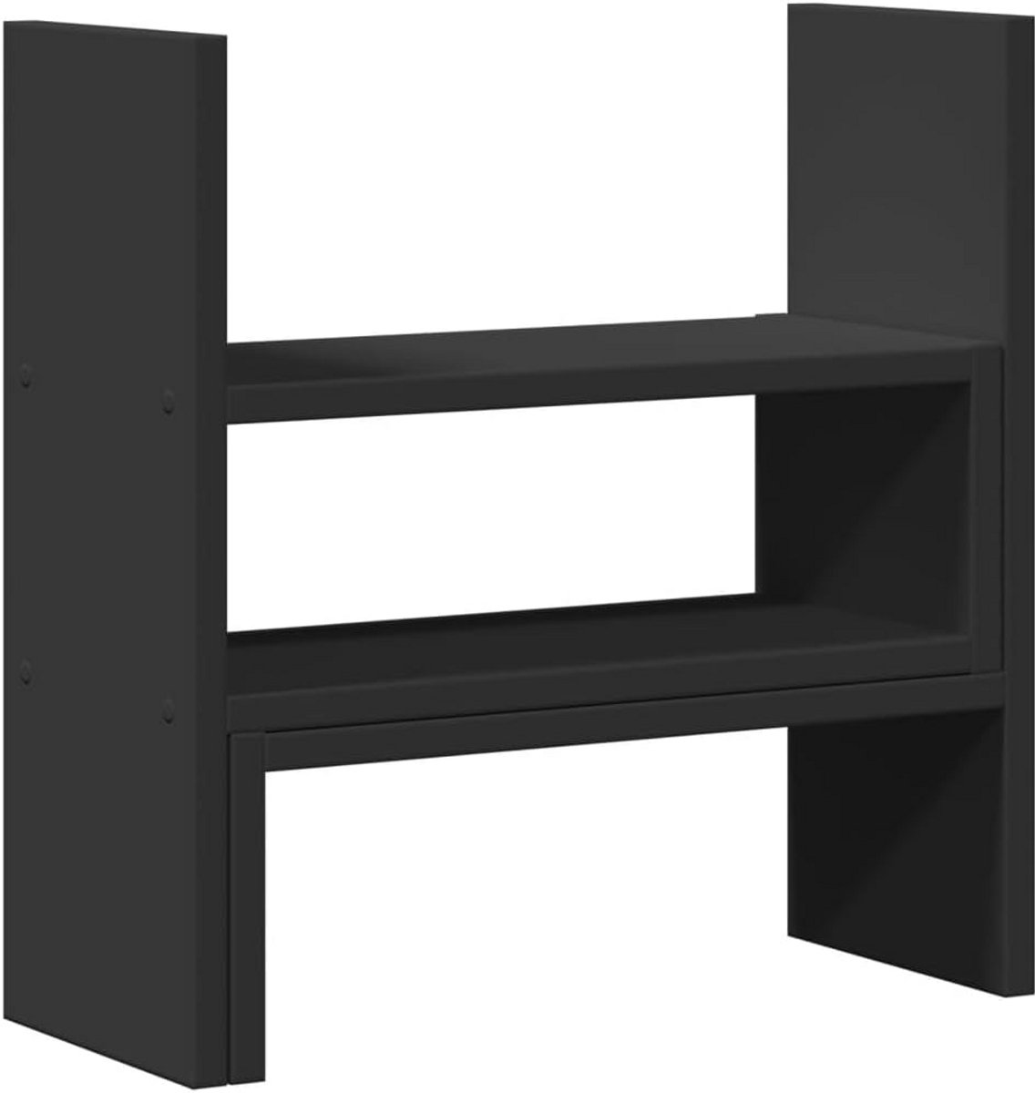 Verstelbare Bureau Organizer van Gekerfd Hout - Zwarte Planken voor Bureauopslag