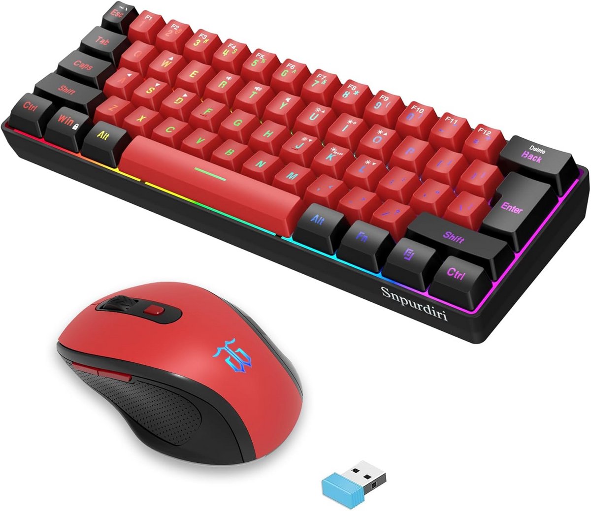 Draadloos 60% Gaming Toetsenbord en Muis Combo - Compact en Ergonomisch