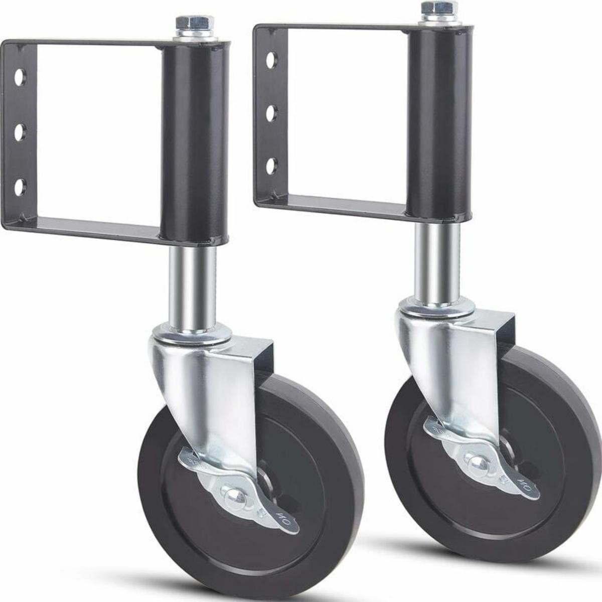 GELLDG Veerbelaste deurrollen - met een robuust veersysteem - geschikt voor houten deuren, hekpoorten en tuinpoorten - zware deurrollen - zwenkbare deurrollen - draagvermogen 100 kg - zwart - 102 mm
