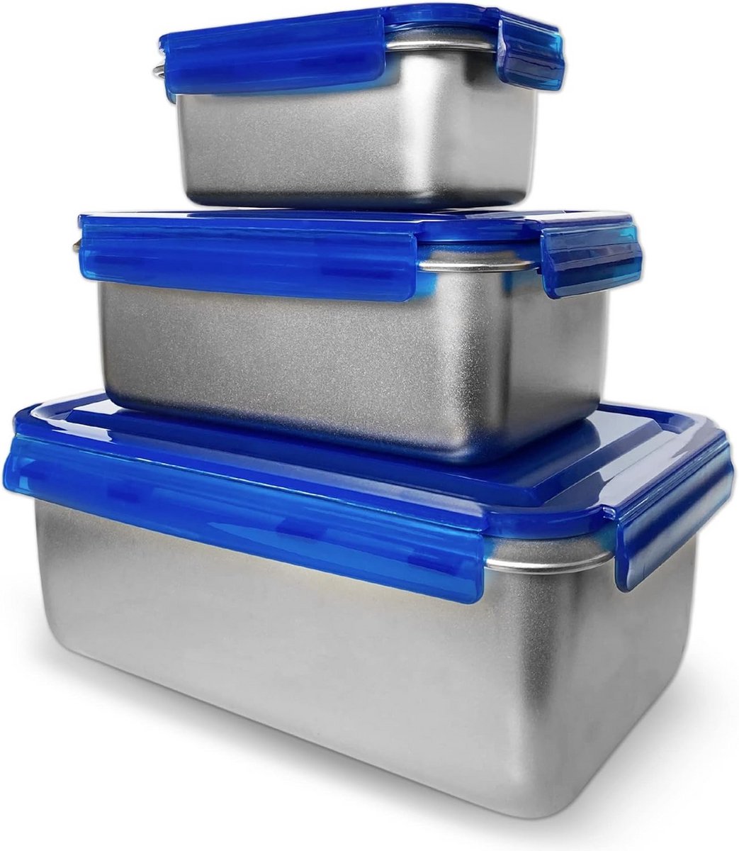Bento Set RVS Lunchtrommel 3 Stuks 316 Hittebestendig voor Magnetron en Oven