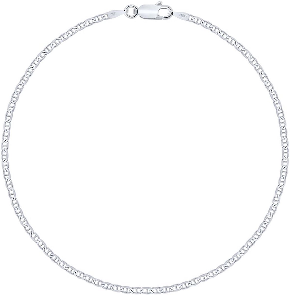 Gerhodineerde Zilveren Enkelketting 925 Sterling Zilver 2,3 mm