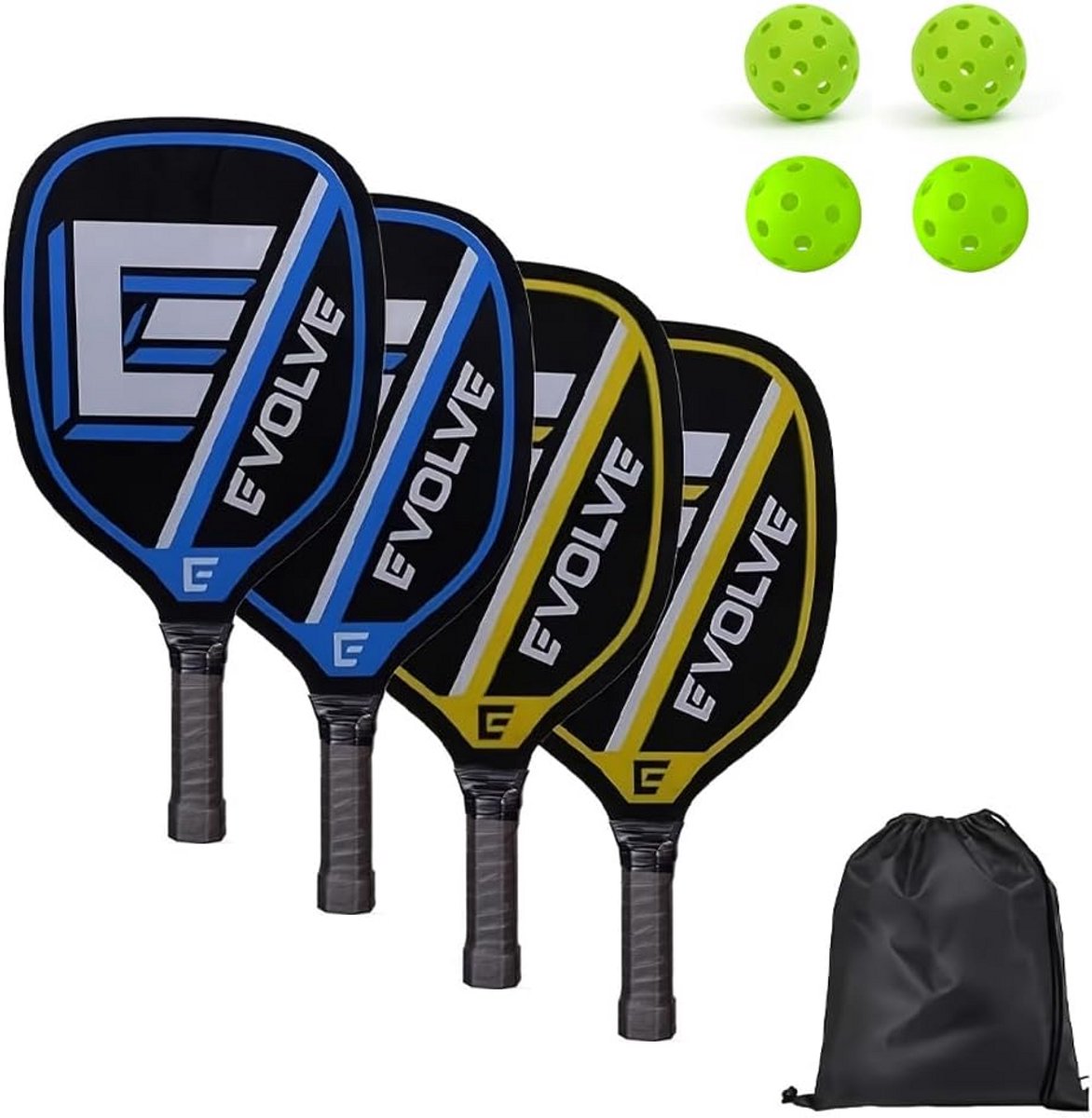 Pickleball Set met 4 Paddles, Ballen en Draagtas voor Beginners
