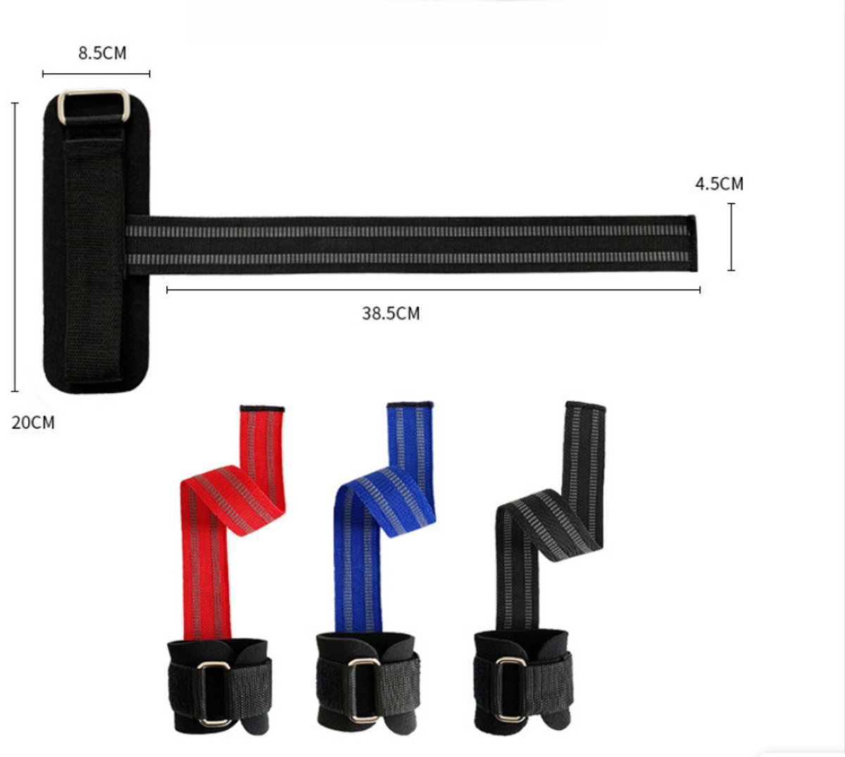 2 sets fitness versterkingsbanden - polsbanden voor gewichtheffen, deadlift, krachttraining - trainingsbanden, voor mannen en vrouwen, sportondersteuningsbanden, pull-up/dumbbell anti-slip en slijtvast, zwart - stijl 3 – foto 5
