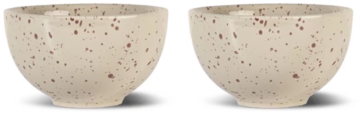 Sagaform Ditte (dip) bowl set van 2 D12cm H7cm beige / bordeaux